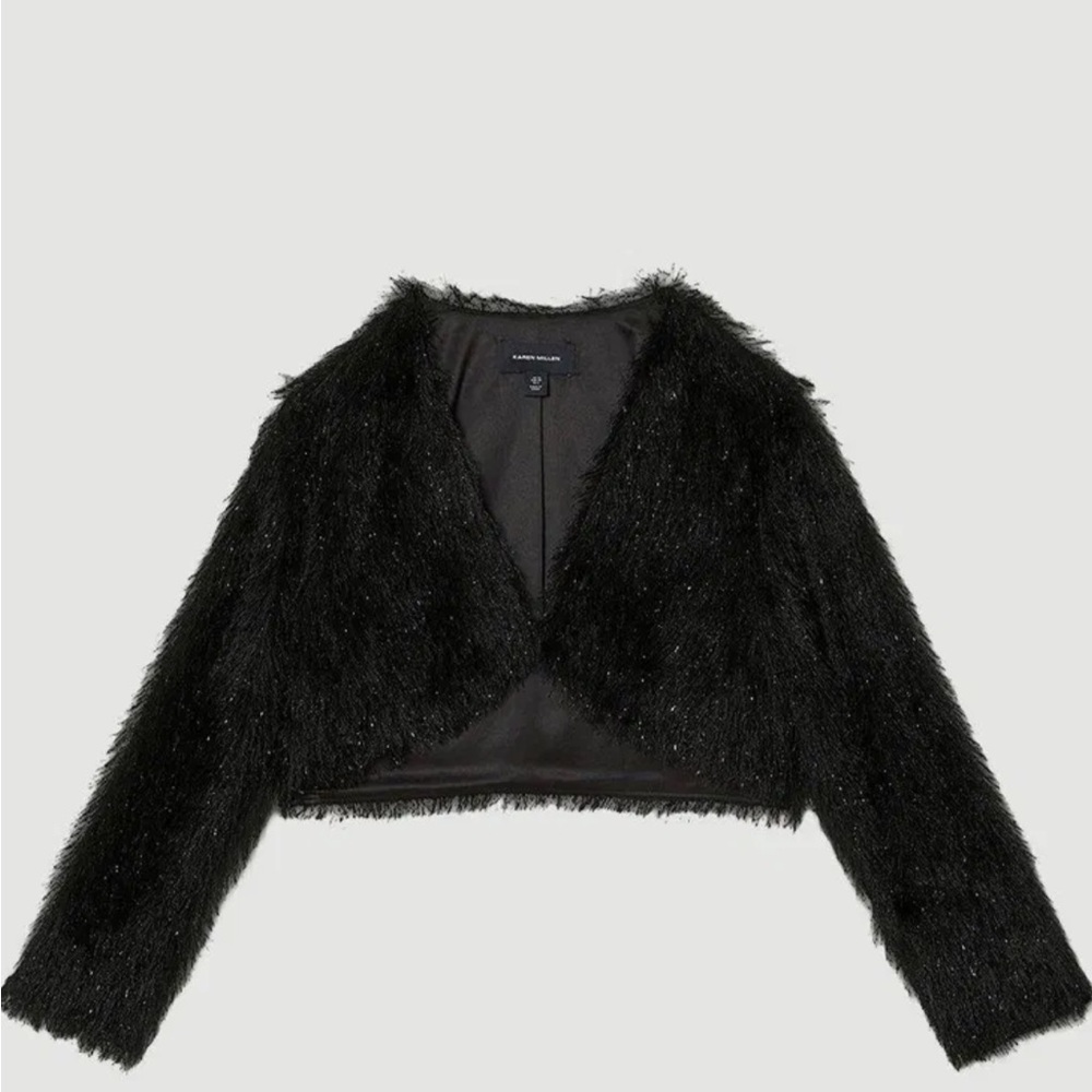 NWOT Karen Millen Woven Tassel Crop Jacket